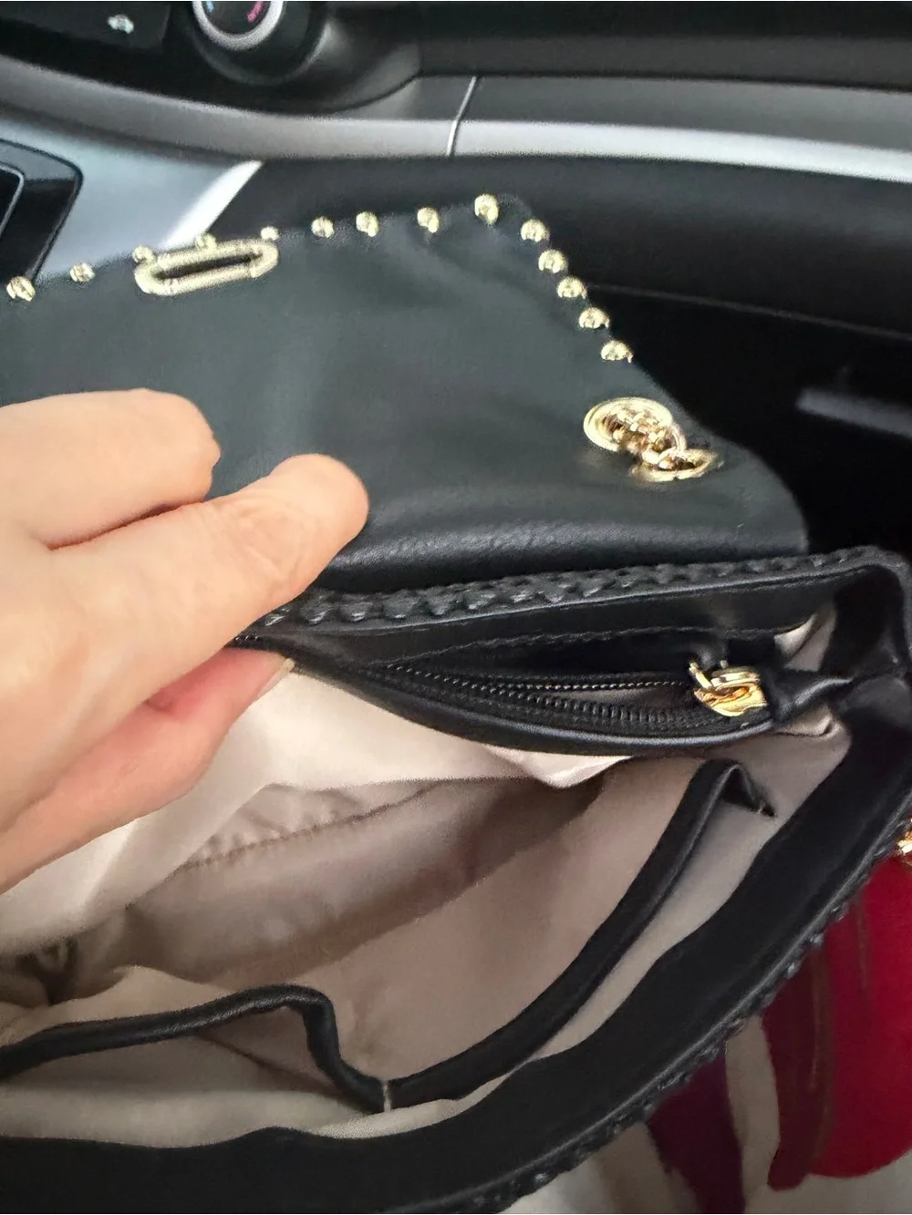 INC International Concepts Black Woven Studded Crossbody Bag ✨